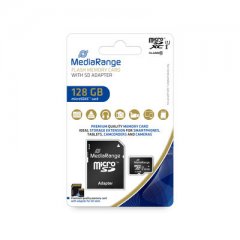 MediaRange MicroSDXC  Speicherkarte UHS-1 - Klasse 10, mit Adapter 128GB