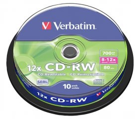 Verbatim CD-RW 700 MB - 12x - 10 St�ck in Cakebox