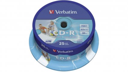 Verbatim CD-R 700 MB voll bedruckbar - 52x - 25 St�ck in Cakebox