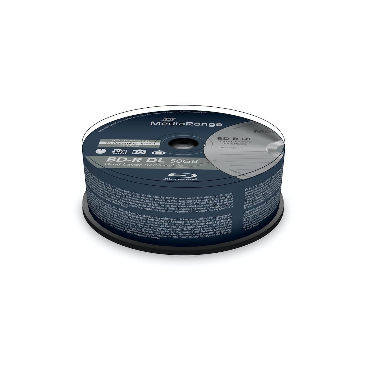 MediaRange Blu-Ray BD-R Dual Layer 50 GB imprimable - 6x - 10 pièces en
