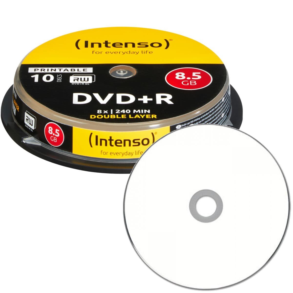 Intenso DVD+R Double Layer 8.5 GB full printable 8x 10 pcs in Cakebox