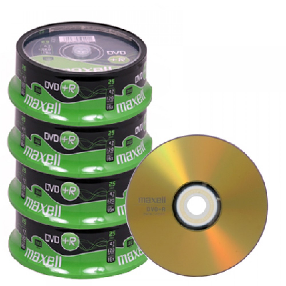 Maxell Gold Professional DVD+R 4.7 GB labelled 16x 100 pcs in Cakebox
