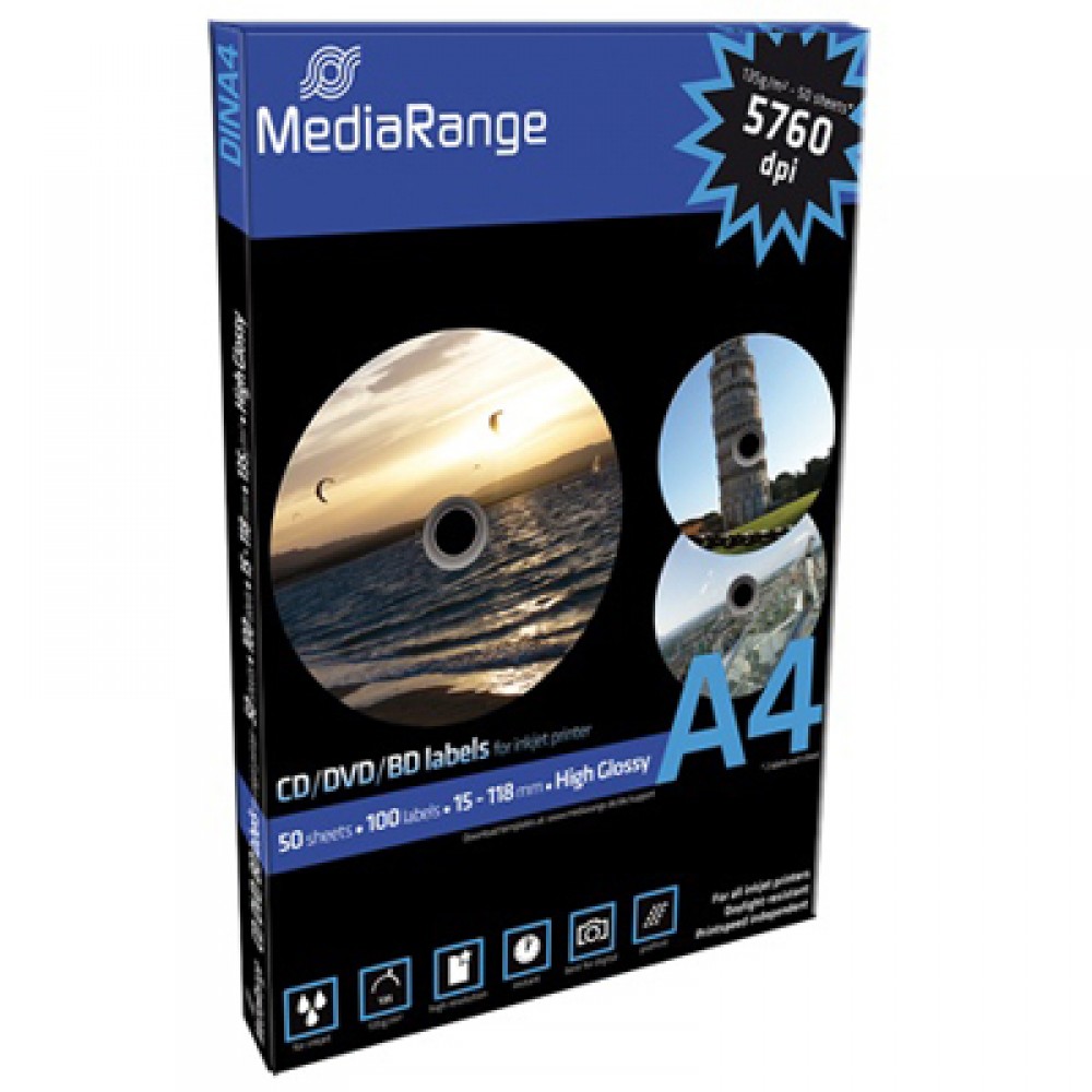 Media Range Cd Dvd Label High Glossy 15 118mm 100 Pcs Media Range Cd Dvd Label High Glossy 15 118mm 100 Pcs