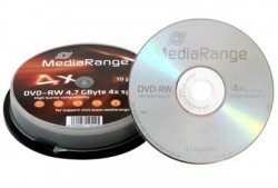 MediaRange DVD-RW 4.7 GB gelabelt - 4x - 10 St�ck in Cakebox