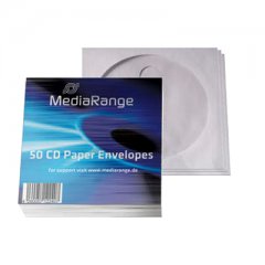 MediaRange Papercases fr 8 cm CD/DVD mit Laschenverschluss + Sichtfenster - 50 Stck