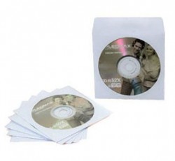 Papercases fr 12 cm CD/DVD mit selbstklebender Lasche + Sichtfenster - 100 Stck