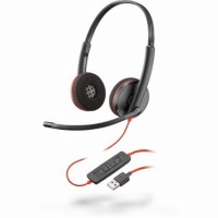 POLY Blackwire C3220 Kopfhrer Kabelgebunden Kopfband Anrufe/Musik USB Typ-A Schwarz, Rot