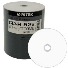 Ritek CD-R 700 MB white printable - 52x  - 100 St�ck in