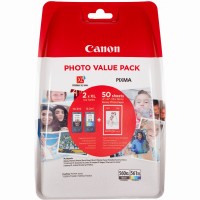 Canon PG-560XL Schwarz und CL-561XL Farbe + Fotopapier Vorteilspack