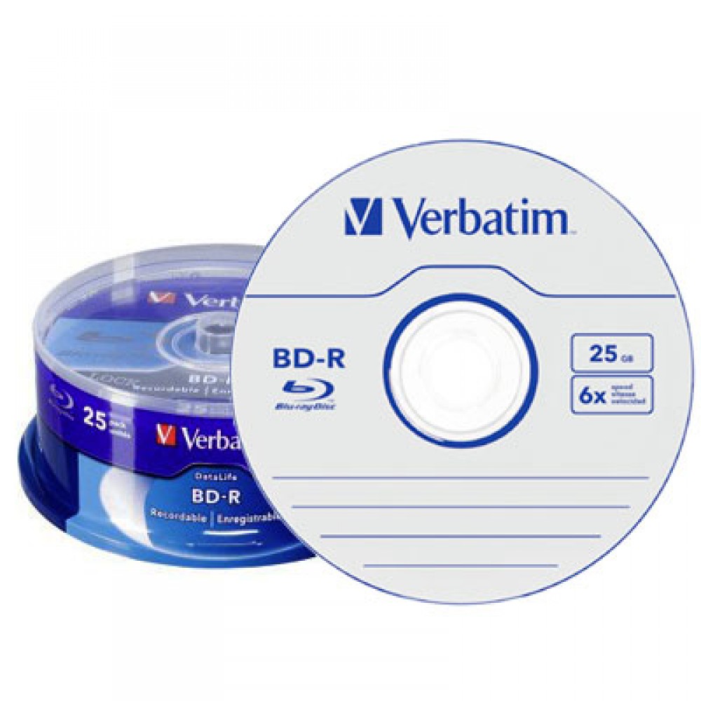 Blu-ray Recordable Disc 6X Speed Cakebox 40 Disc Verbatim BD-R 25GB LTH Type Logo 