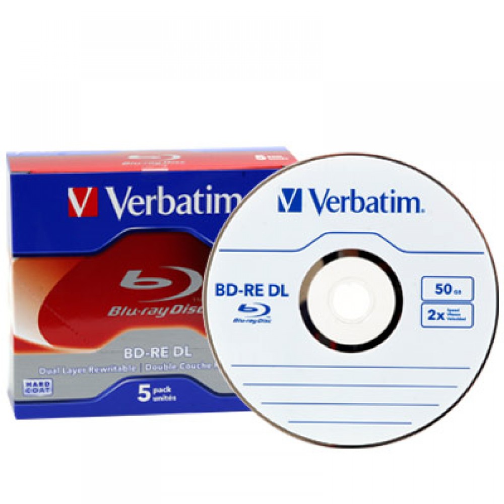 Verbatim Blu-Ray BD-RE 50 GB labelled - 2x - 5 pcs in J Verbatim Blu-Ray BD-RE 50 GB labelled - 2x - 5 pcs in J
