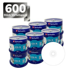 Verbatim CD-R 700 MB voll bedruckbar  - 52x - 600 Stck