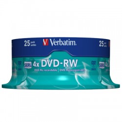 Verbatim DVD-RW 4.7 GB gelabelt - 4x - 25 Stck in Cake